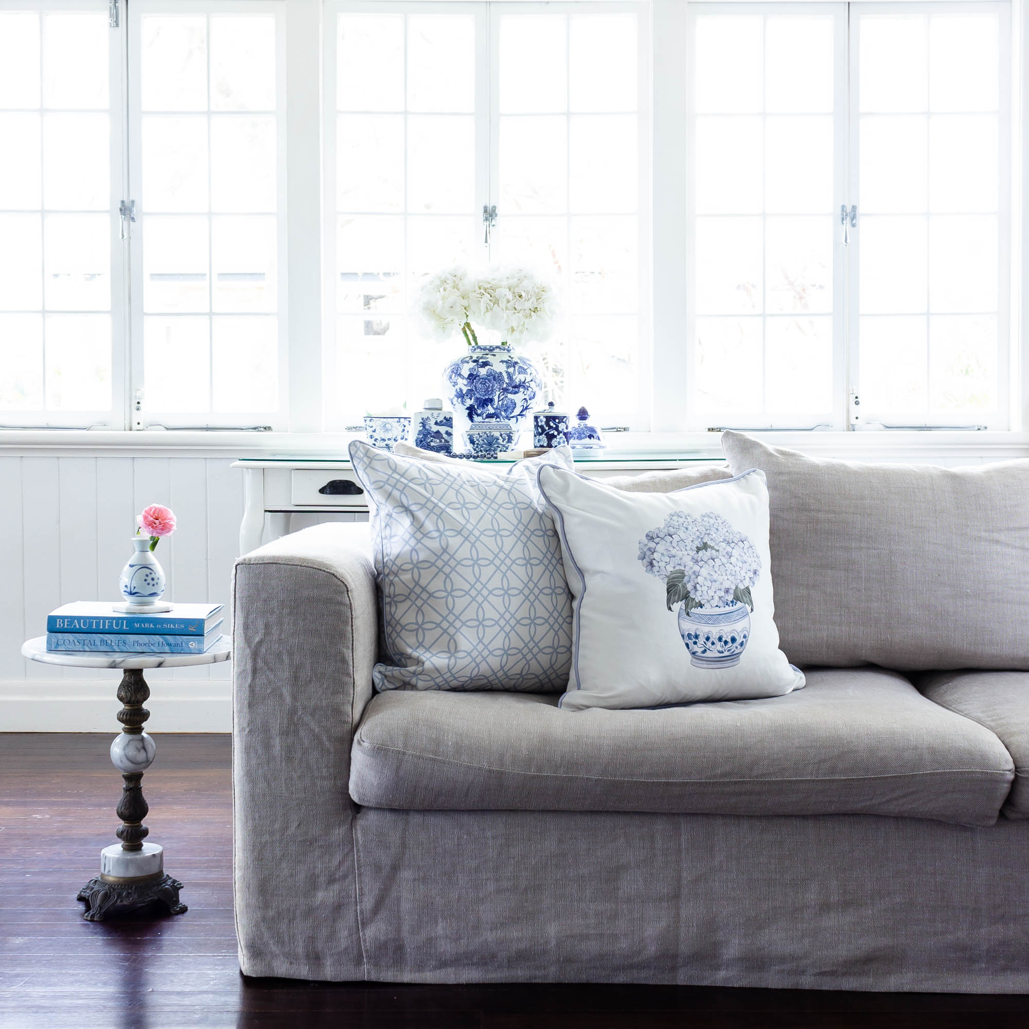 Hydrangea Chinoiserie Cushion - Hydrangea Lane Home