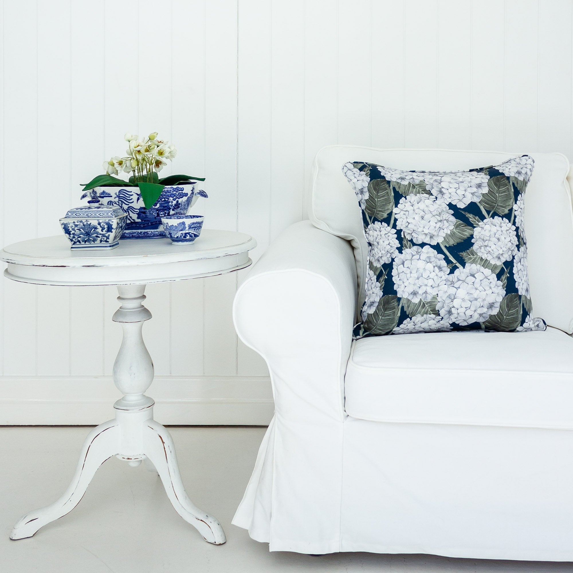 Hydrangea Garden Cushion - Navy - Hydrangea Lane Home
