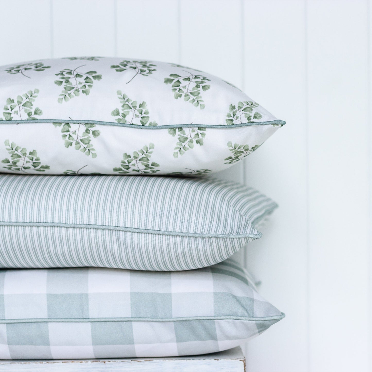 Ticking Stripe Cushion - Greens - Hydrangea Lane Home