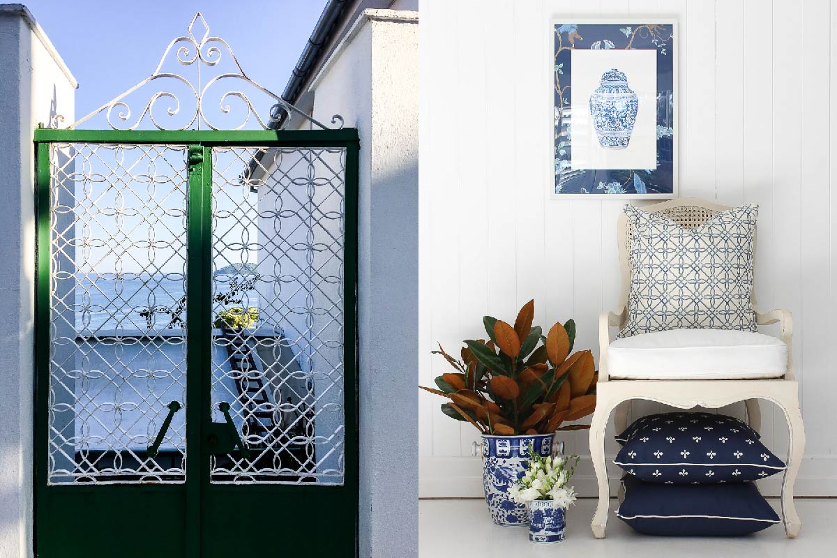 How a Gate in Greece became a Fabric - Hydrangea Lane Home
