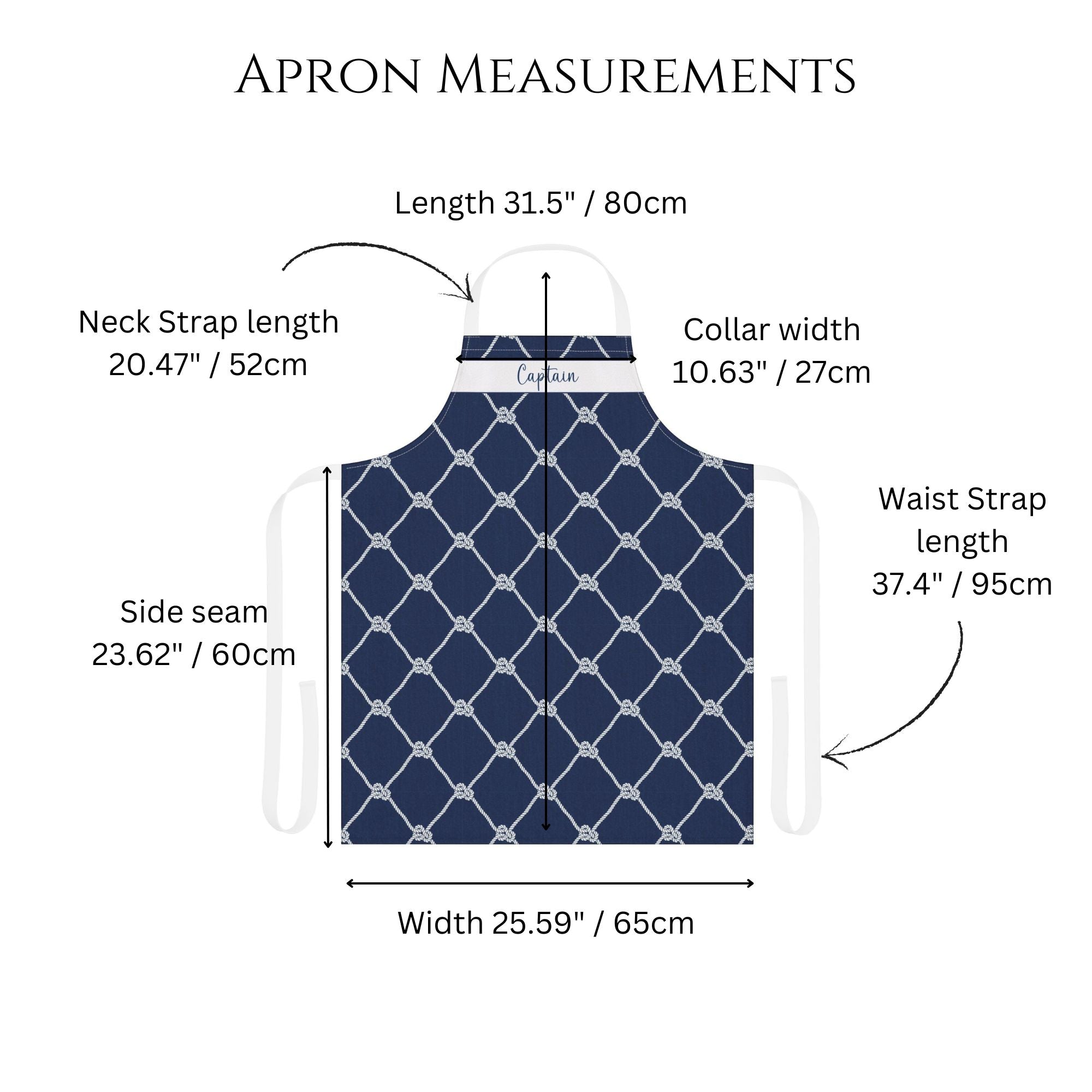 Personalized Sailing Rope Apron - Navy Blue