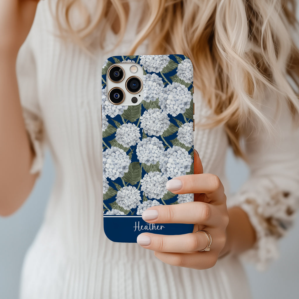Hydrangea Garden Navy MagSafe Tough iPhone Case