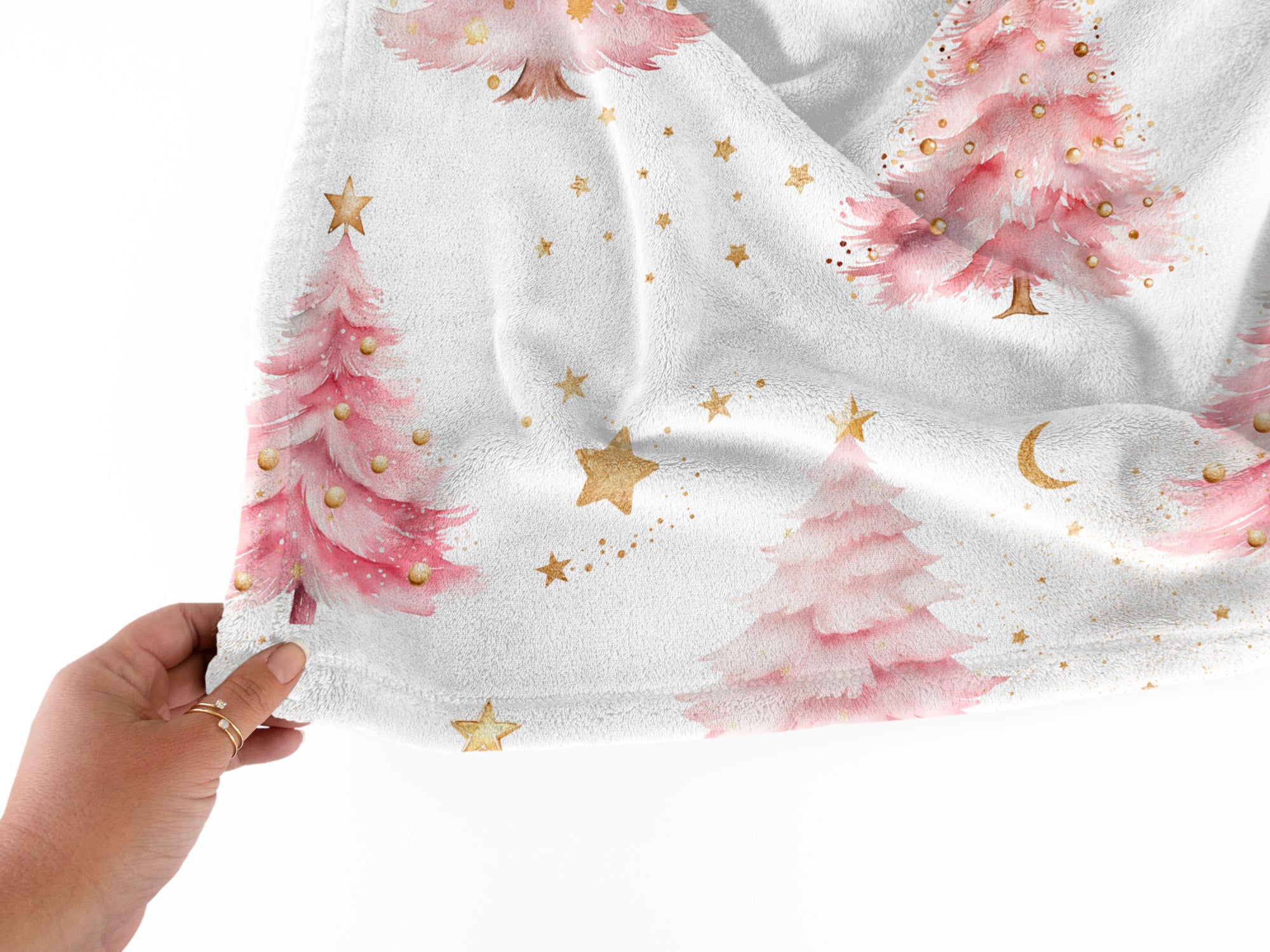 Pink Christmas Trees Soft Polyester Blanket