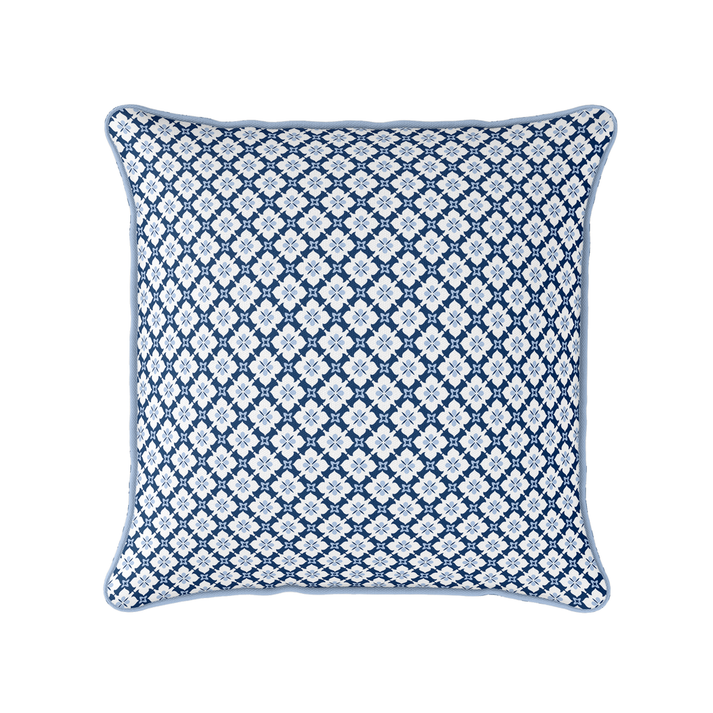 Ponte Trellis Fabric - Navy-Cornflower