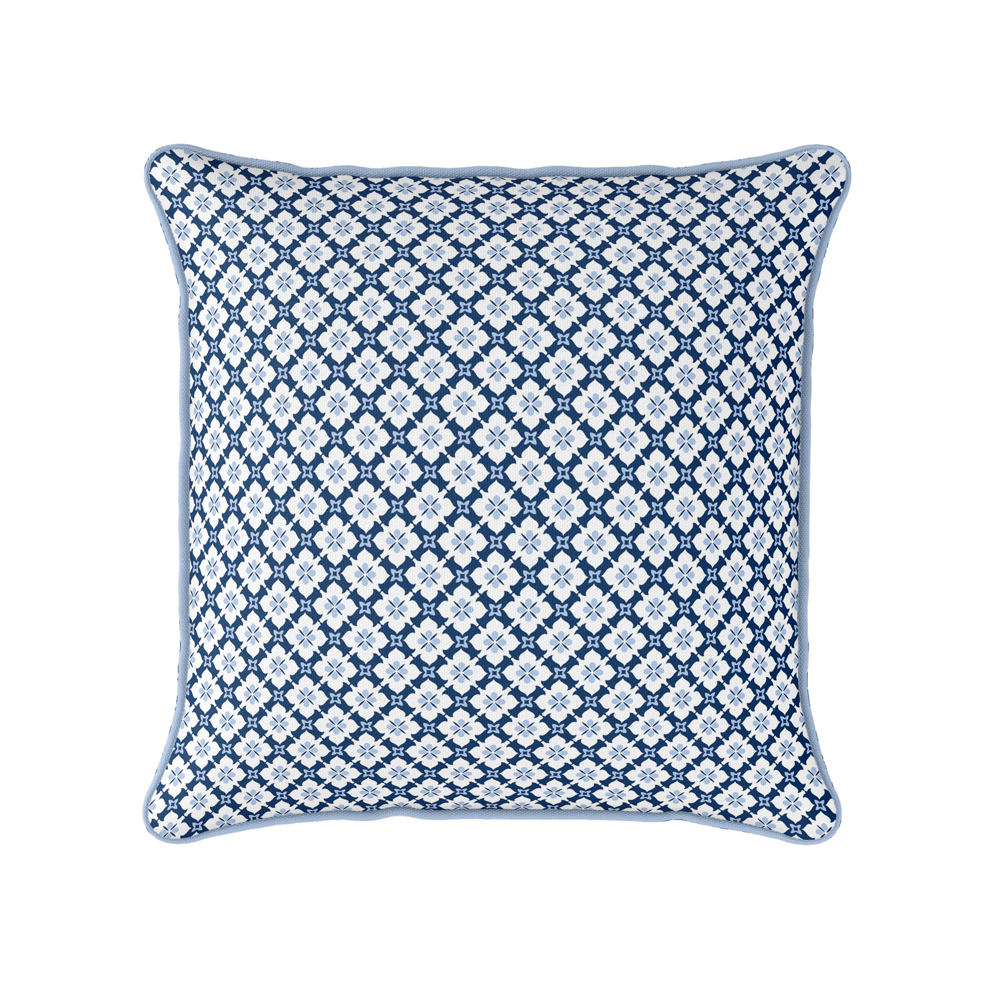 Ponte Trellis Fabric - Navy-Cornflower