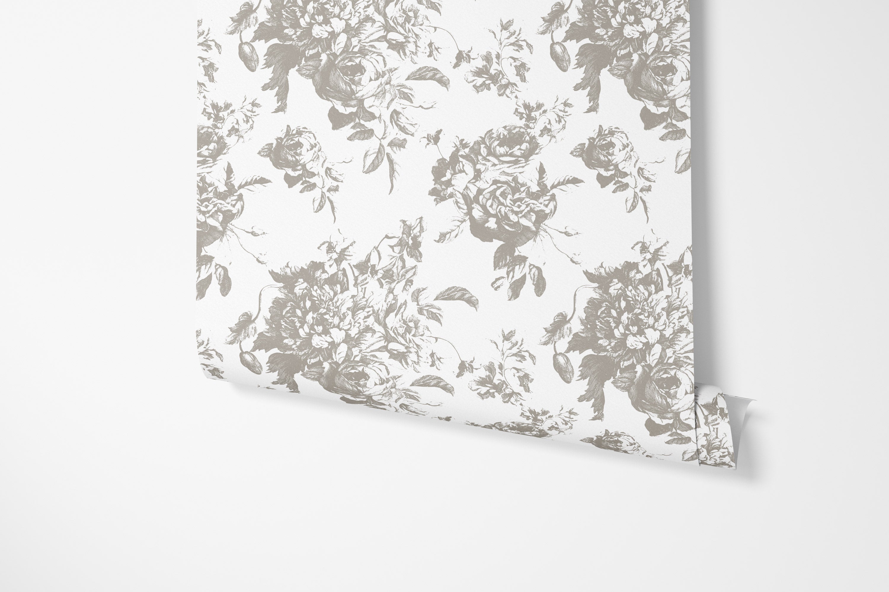 Villandry French Rose Toile Wallpaper - Chateaux Taupe