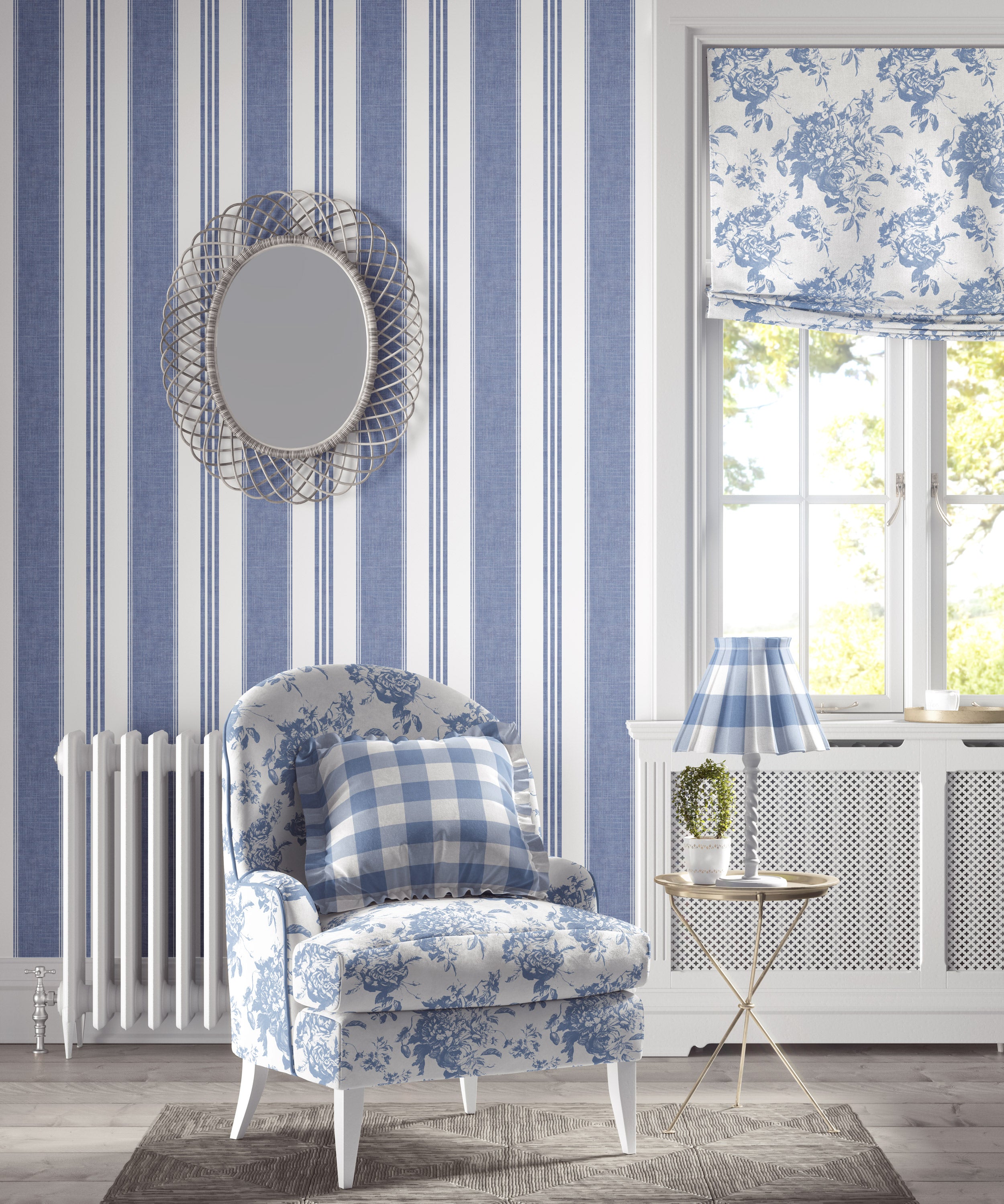 Villandry French Rose Toile - Breeze Blue