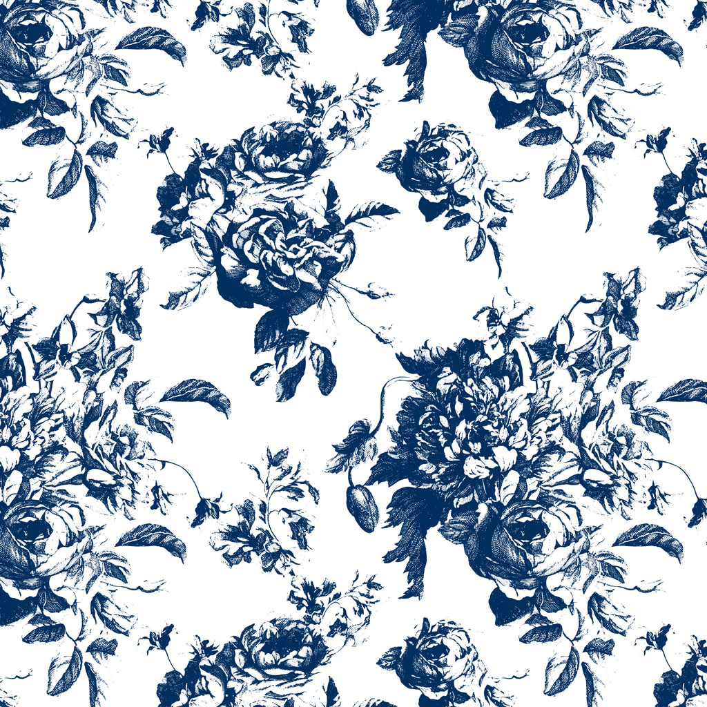 Villandry French Rose Toile - Navy Blue