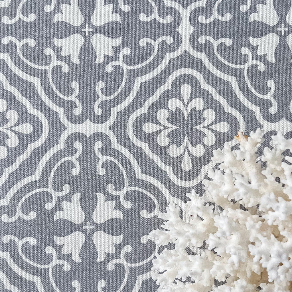 Amalfi Tulip Scroll Fabric - Koala - Hydrangea Lane Home