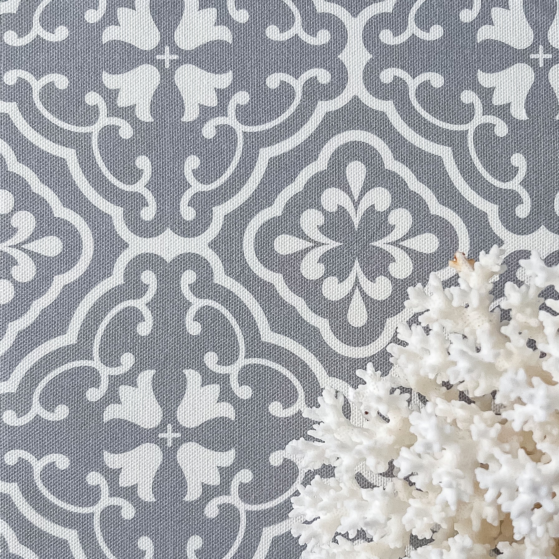 Amalfi Tulip Scroll Fabric - Koala - Hydrangea Lane Home
