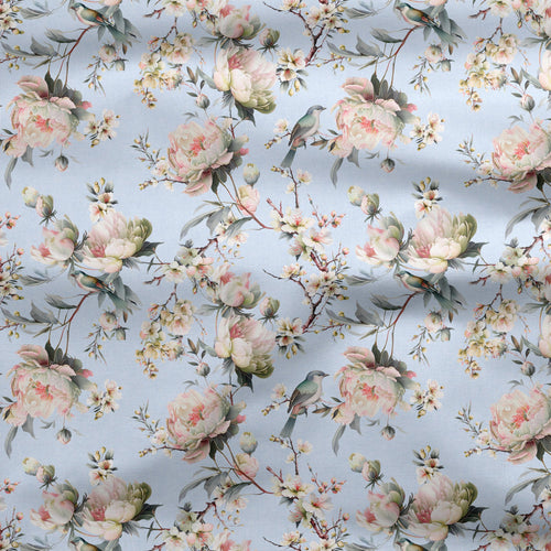 Bird in Blossom Fabric - Serenity Blue - Hydrangea Lane Home