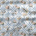 Bird in Blossom Trellis Fabric - Blue - Hydrangea Lane Home
