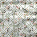 Bird in Blossom Trellis Fabric - Green - Hydrangea Lane Home