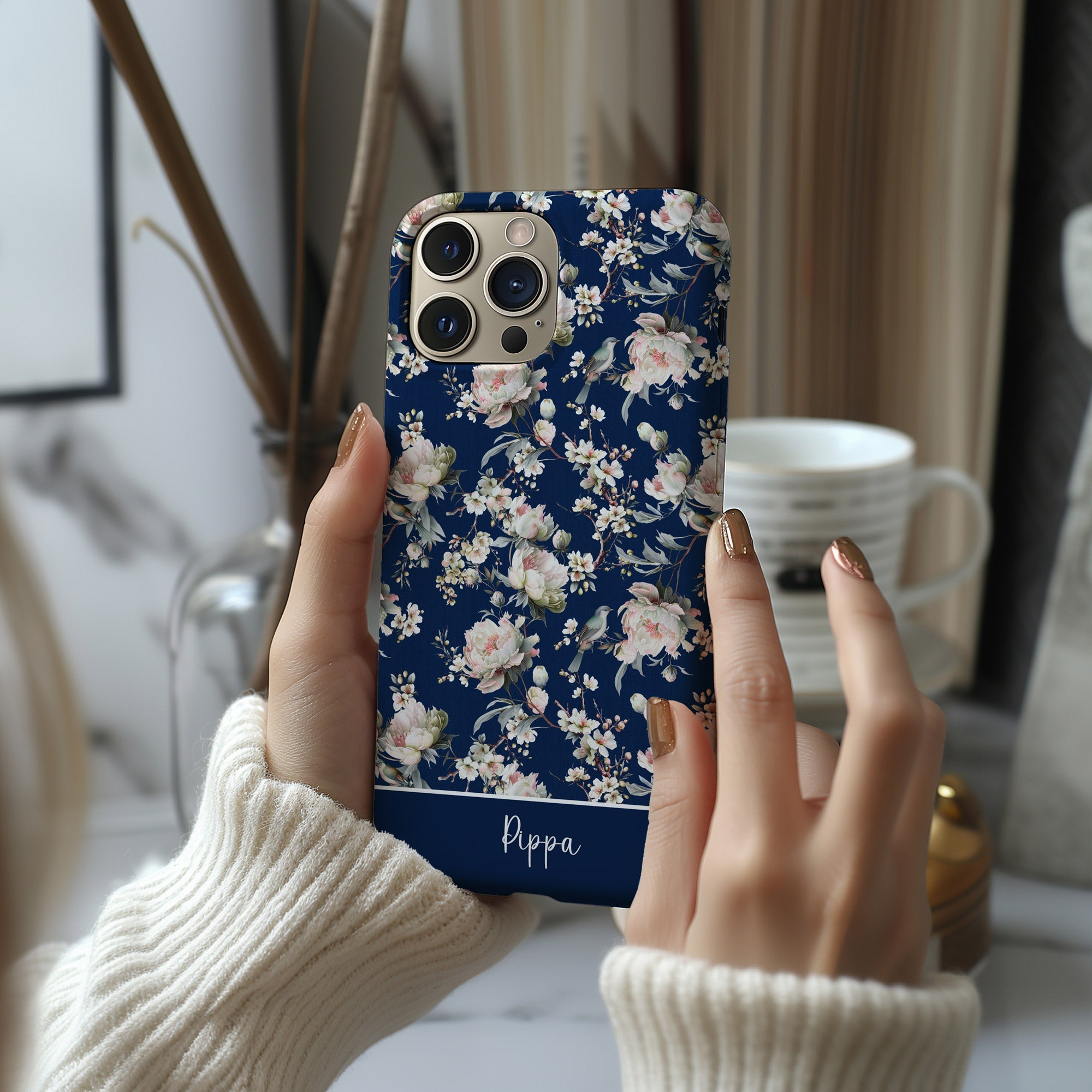 Blossom Navy Tough iPhone Case - Hydrangea Lane Home