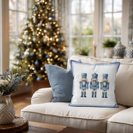 Blue Nutcracker Christmas Cushion/Pillow Cover - Hydrangea Lane Home
