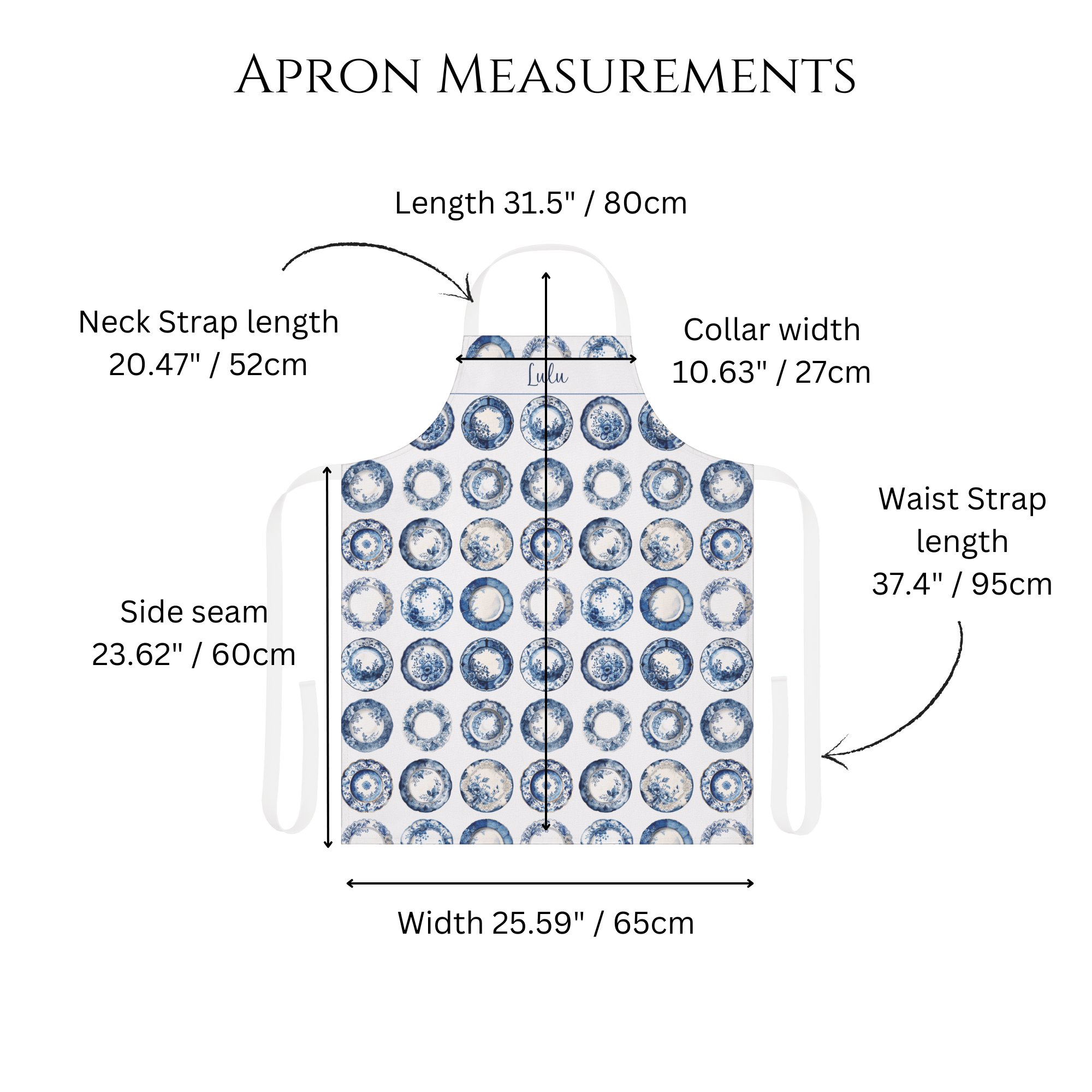 Blue Plates Apron with Personalisation - Hydrangea Lane Home