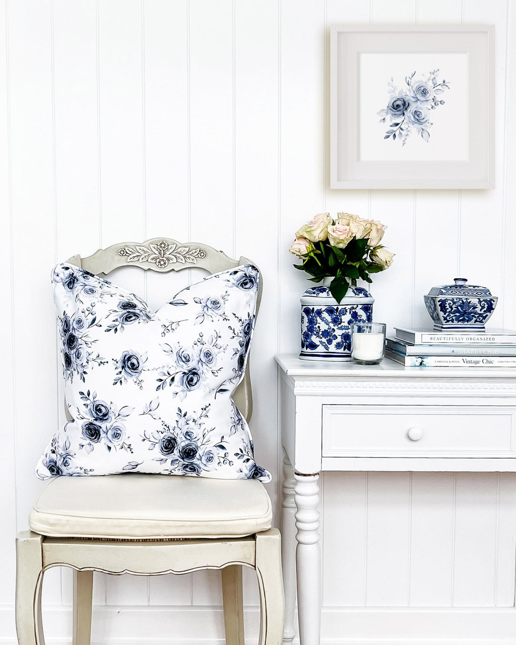 Blue Roses Botanical Art Print - Bouquet of 3 - Hydrangea Lane Home
