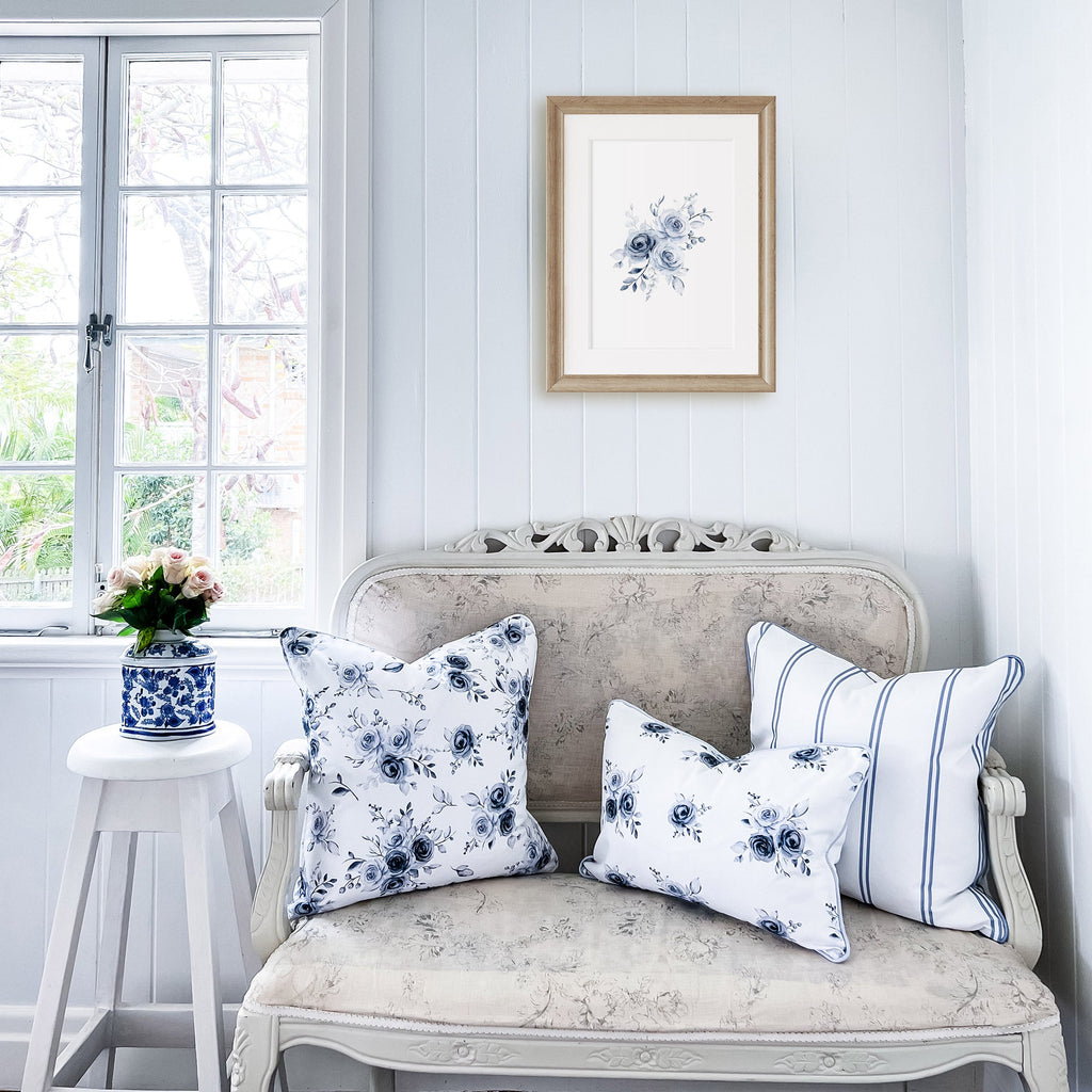 Blue Roses Botanical Art Print - Bouquet of 3 - Hydrangea Lane Home