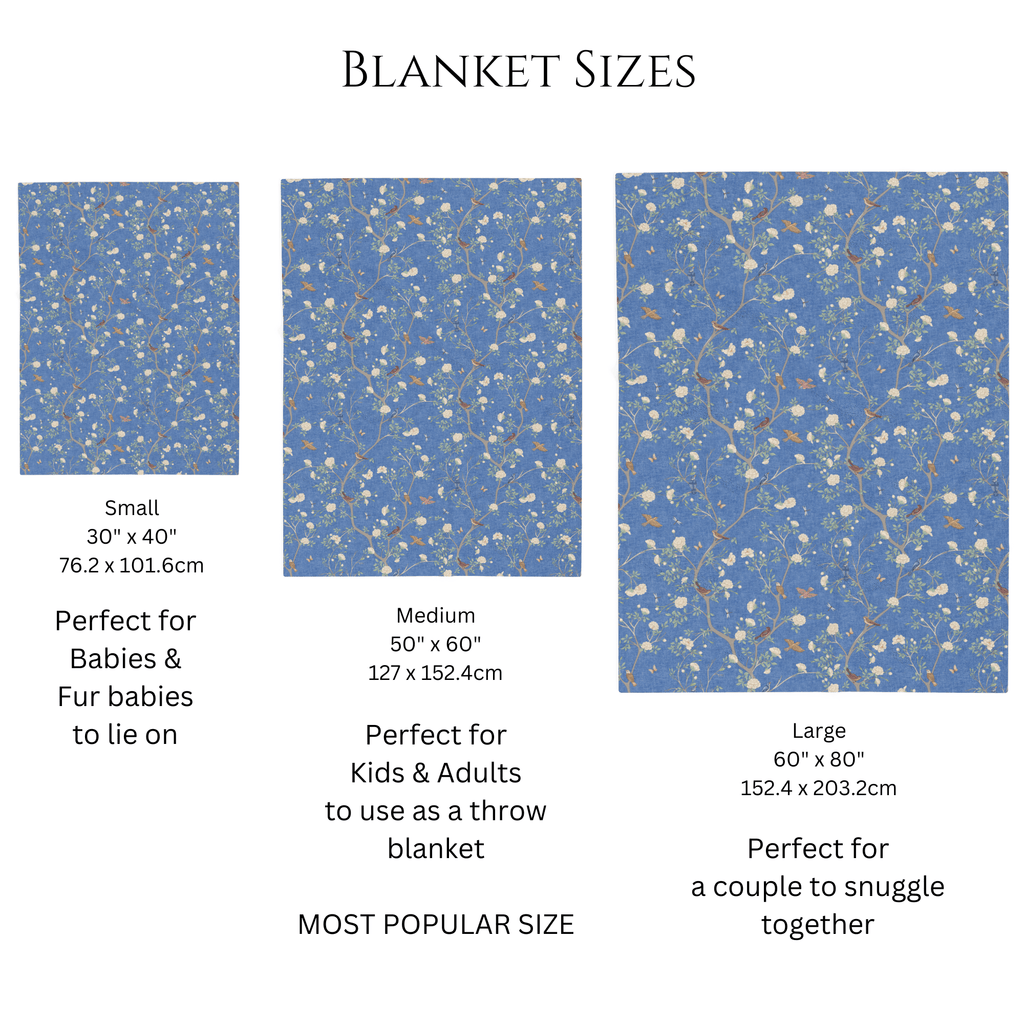 Camellia Garden Blue Soft Throw Fleece Blanket - Hydrangea Lane Home