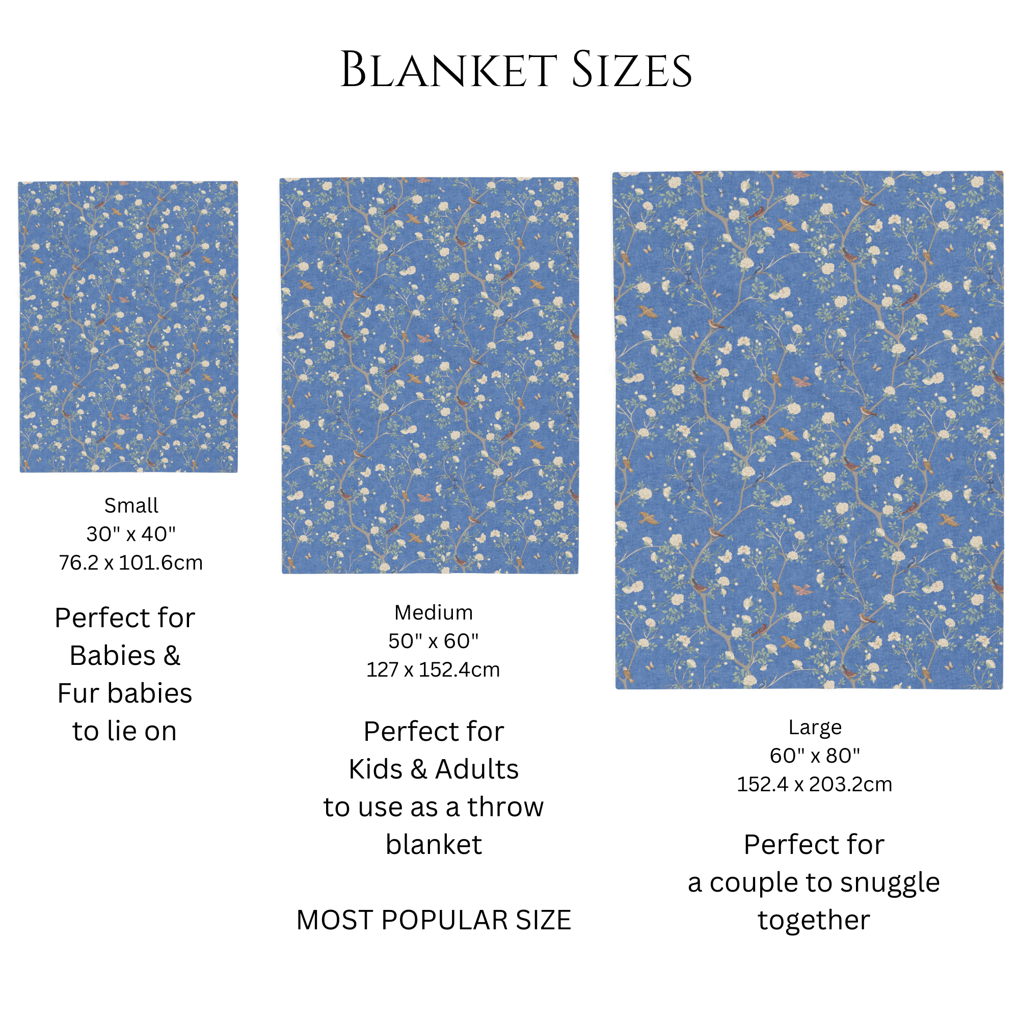 Camellia Garden Blue Soft Throw Fleece Blanket - Hydrangea Lane Home