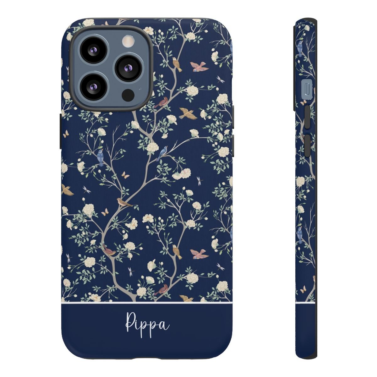Camellia Garden Navy Blue Tough iPhone Case - Hydrangea Lane Home