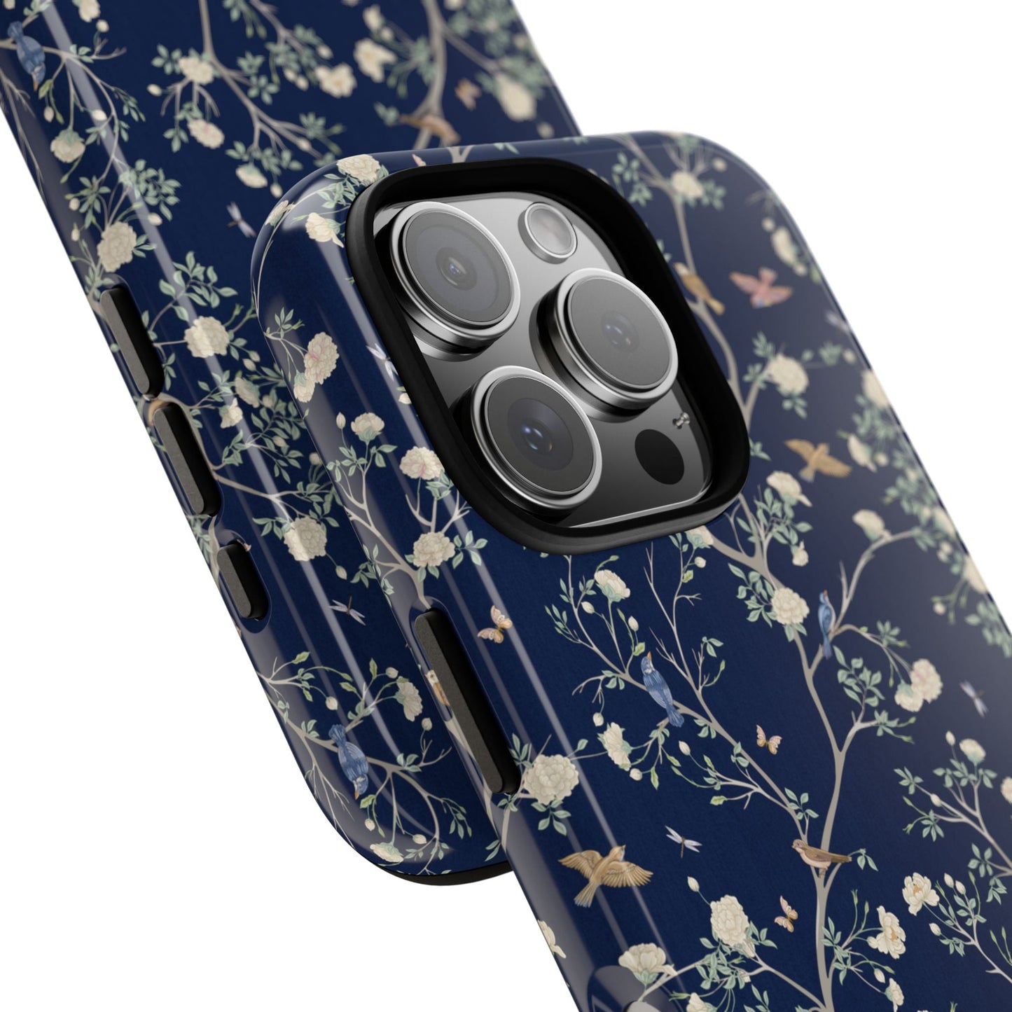 Camellia Garden Navy Blue Tough iPhone Case - Hydrangea Lane Home