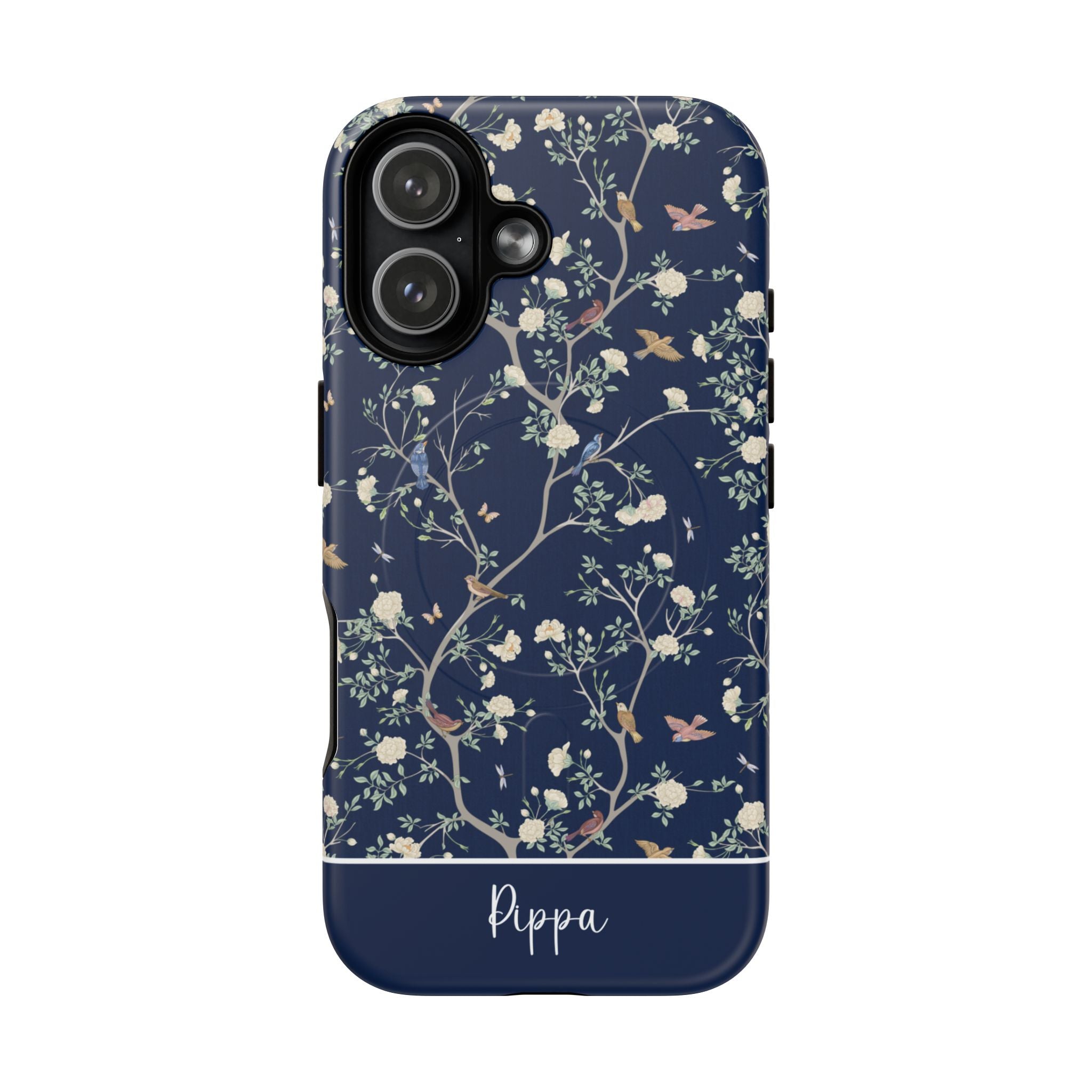Camellia Garden Navy MagSafe Tough iPhone Case - Hydrangea Lane Home