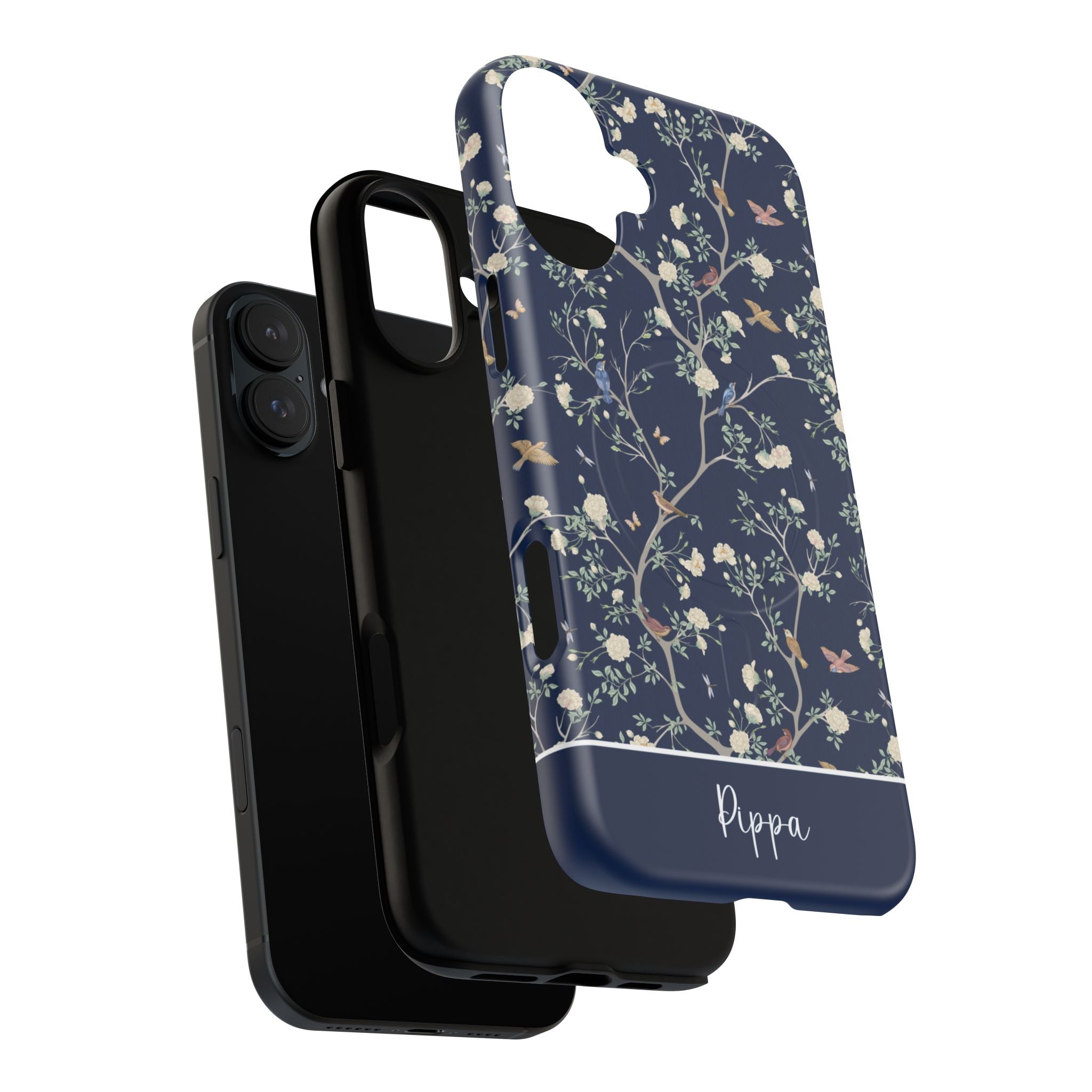 Camellia Garden Navy MagSafe Tough iPhone Case - Hydrangea Lane Home
