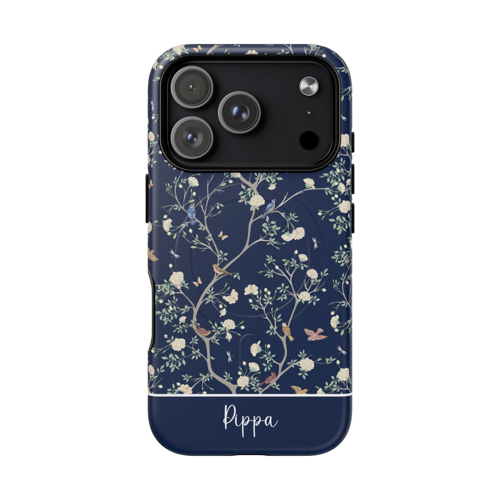 Camellia Garden Navy MagSafe Tough iPhone Case - Hydrangea Lane Home