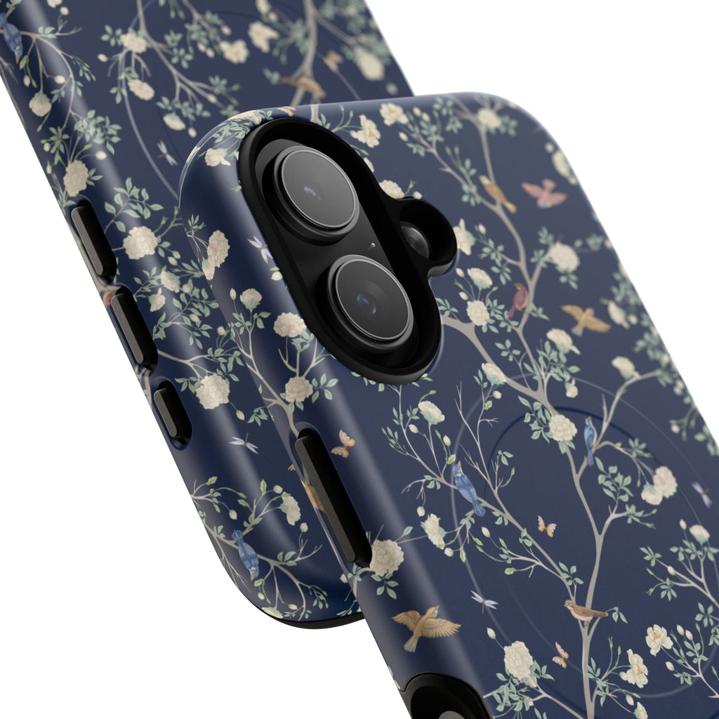 Camellia Garden Navy MagSafe Tough iPhone Case - Hydrangea Lane Home
