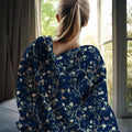 Camellia Garden Navy Soft Throw Fleece Blanket - Hydrangea Lane Home