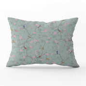 Camellia Garden Pink Cushion - Eau de Nil - Hydrangea Lane Home