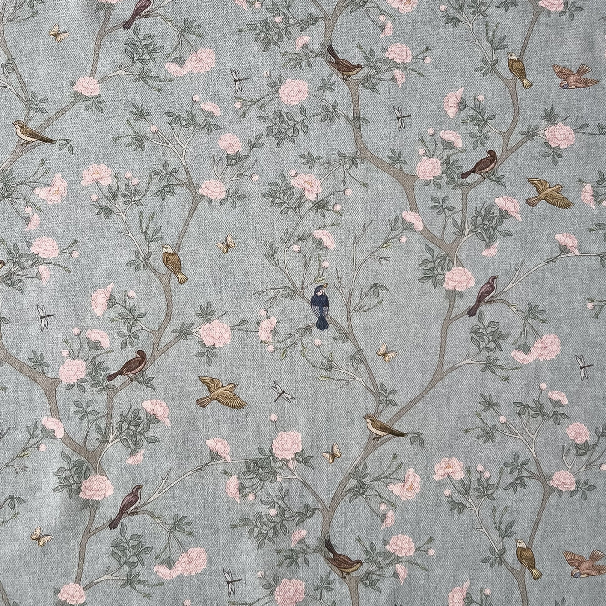 Camellia Garden Pink Fabric - Eau de Nil - Hydrangea Lane Home