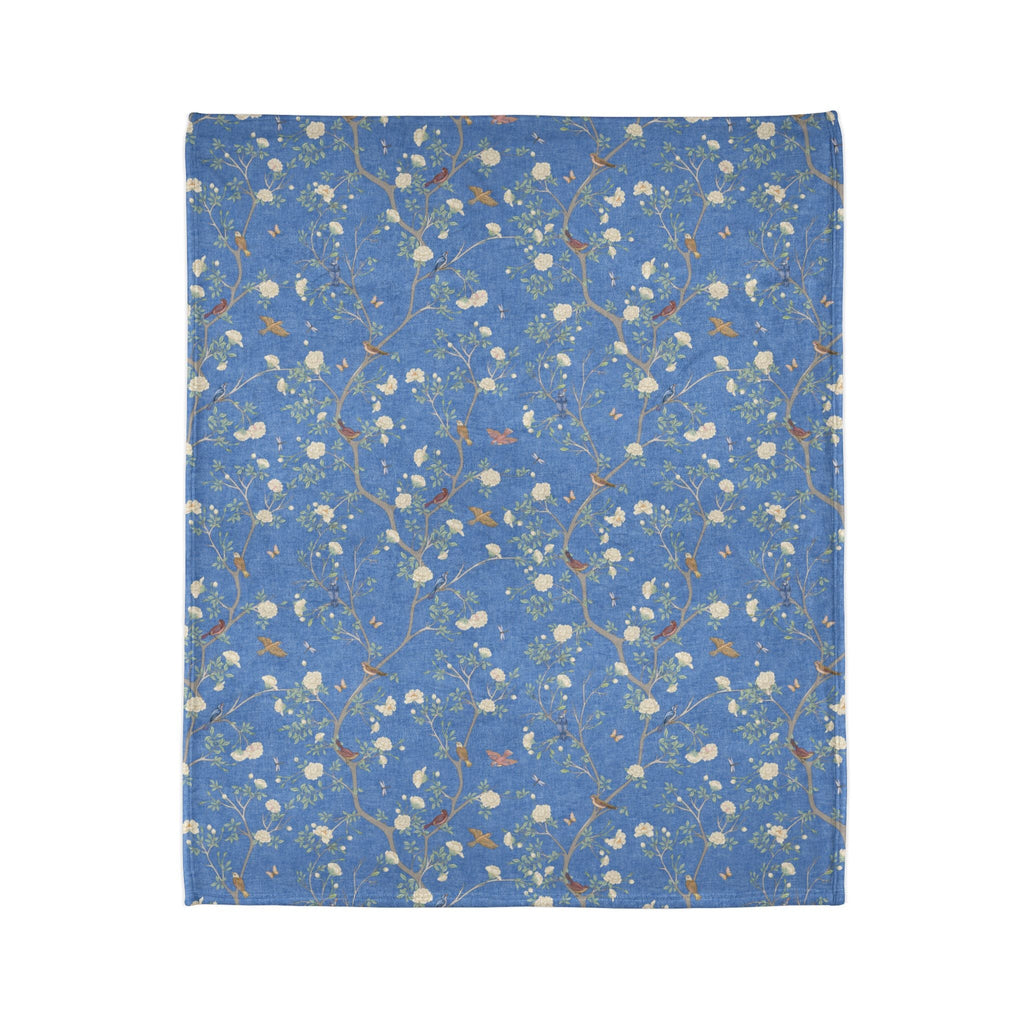 Camellia Garden Soft Fleece Blanket - Breeze Blue - Hydrangea Lane Home