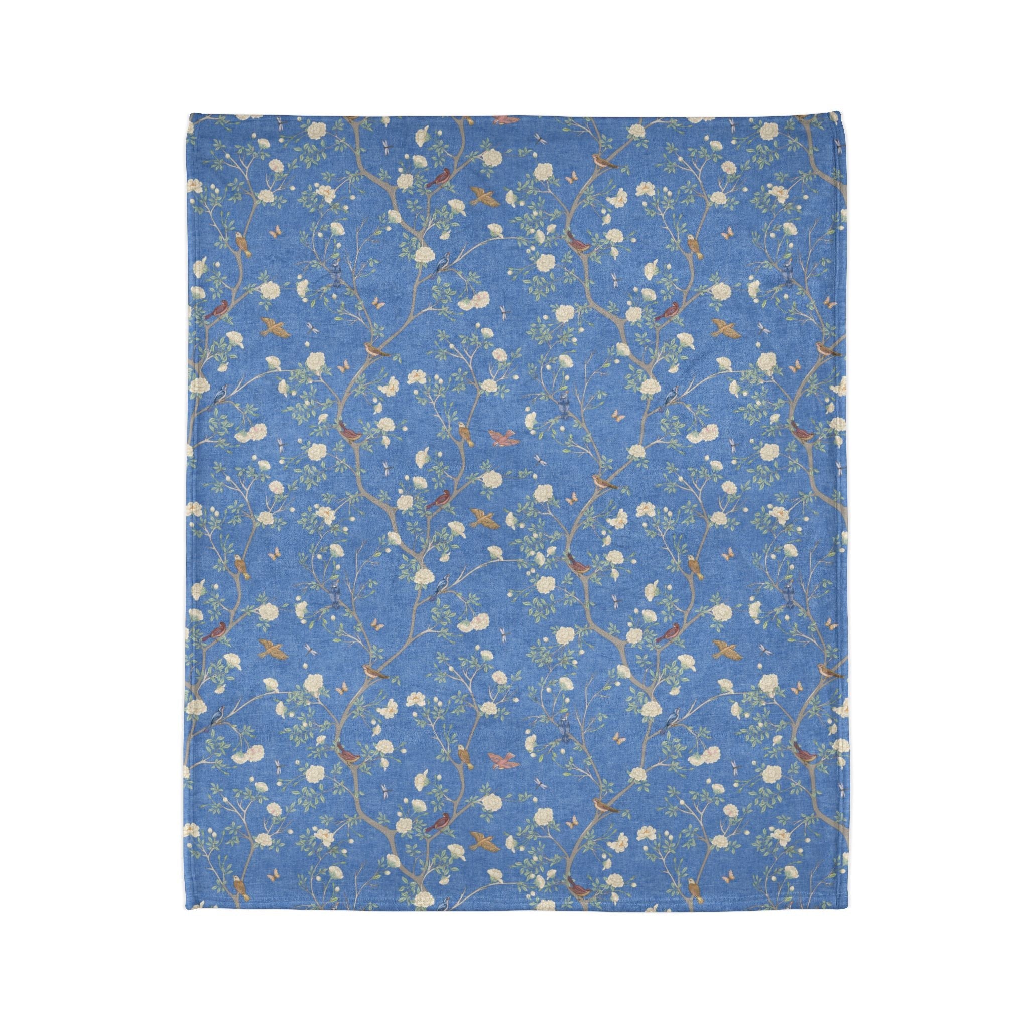 Camellia Garden Soft Fleece Blanket - Breeze Blue - Hydrangea Lane Home