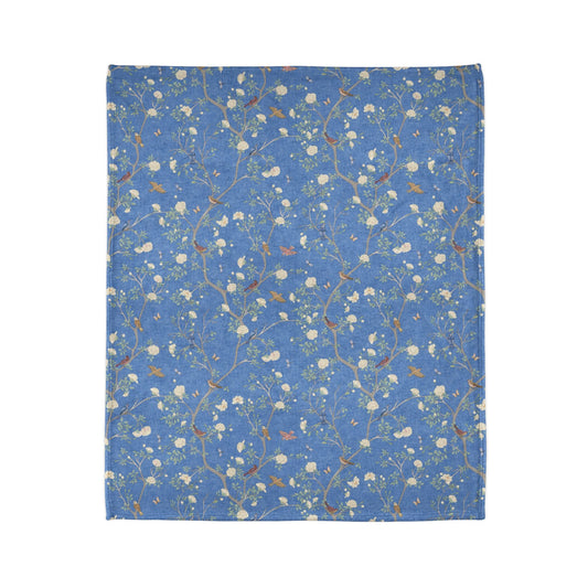 Camellia Garden Soft Fleece Blanket - Breeze Blue - Hydrangea Lane Home
