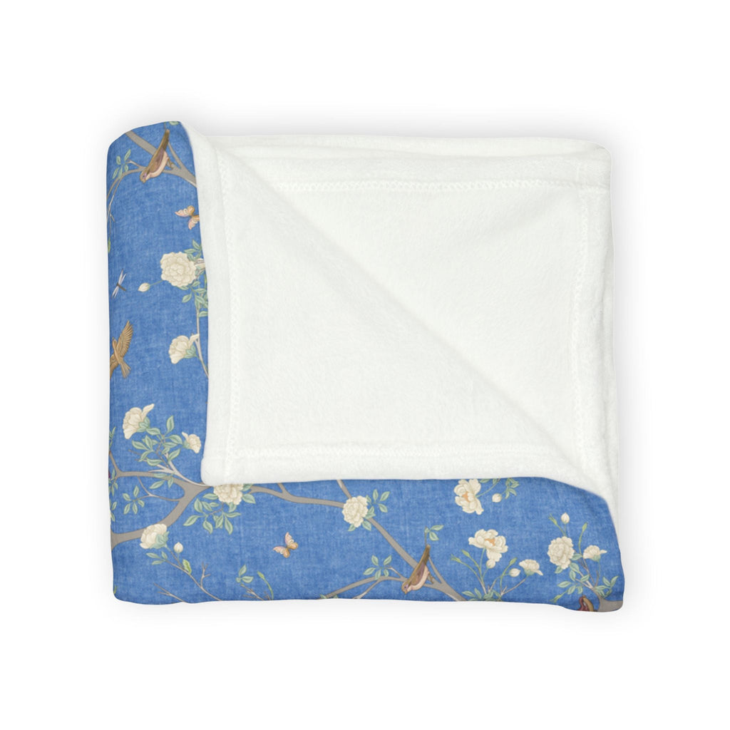 Camellia Garden Soft Fleece Blanket - Breeze Blue - Hydrangea Lane Home