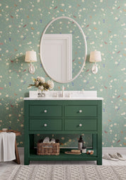 Camellia Garden Wallpaper - Eucalyptus - Hydrangea Lane Home