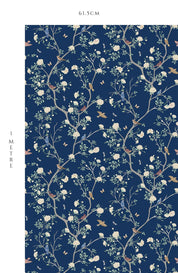 Camellia Garden Wallpaper - Navy - Hydrangea Lane Home