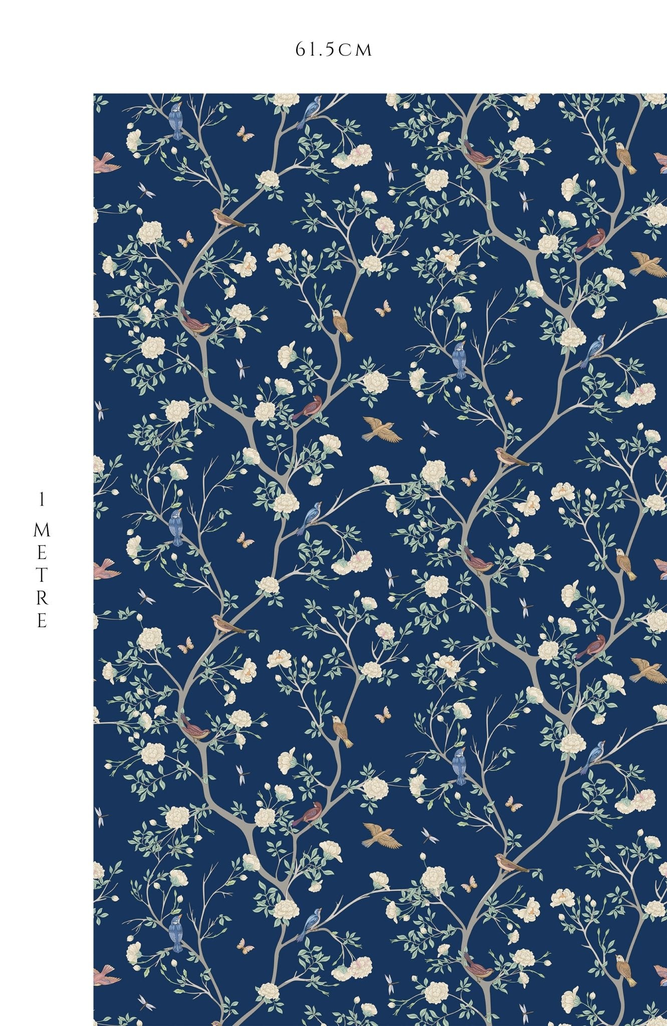 Camellia Garden Wallpaper - Navy - Hydrangea Lane Home