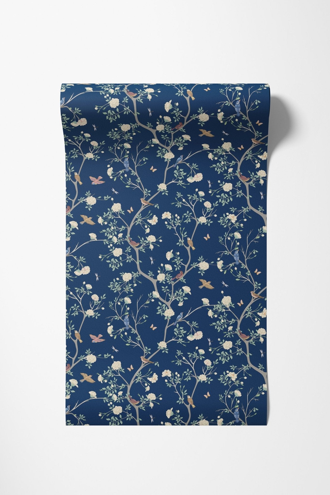 Camellia Garden Wallpaper - Navy - Hydrangea Lane Home