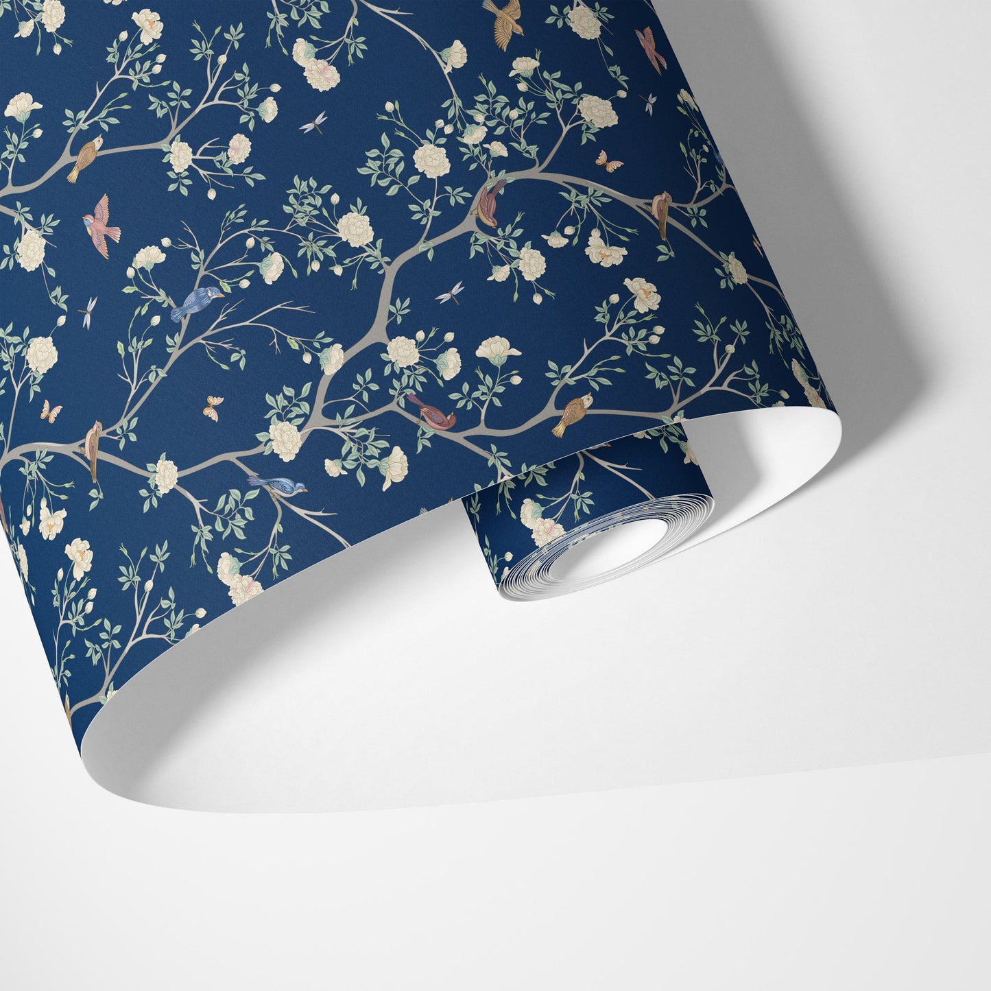 Camellia Garden Wallpaper - Navy - Hydrangea Lane Home