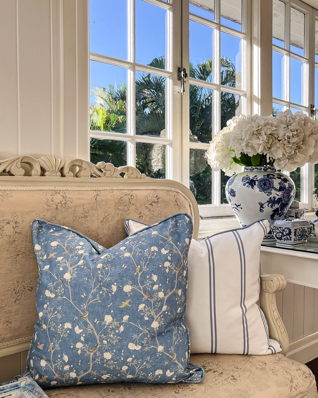 Camellia Garden White Cushion - Breeze - Hydrangea Lane Home