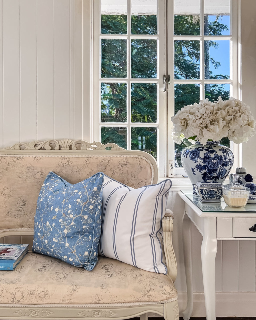 Camellia Garden White Cushion - Breeze - Hydrangea Lane Home