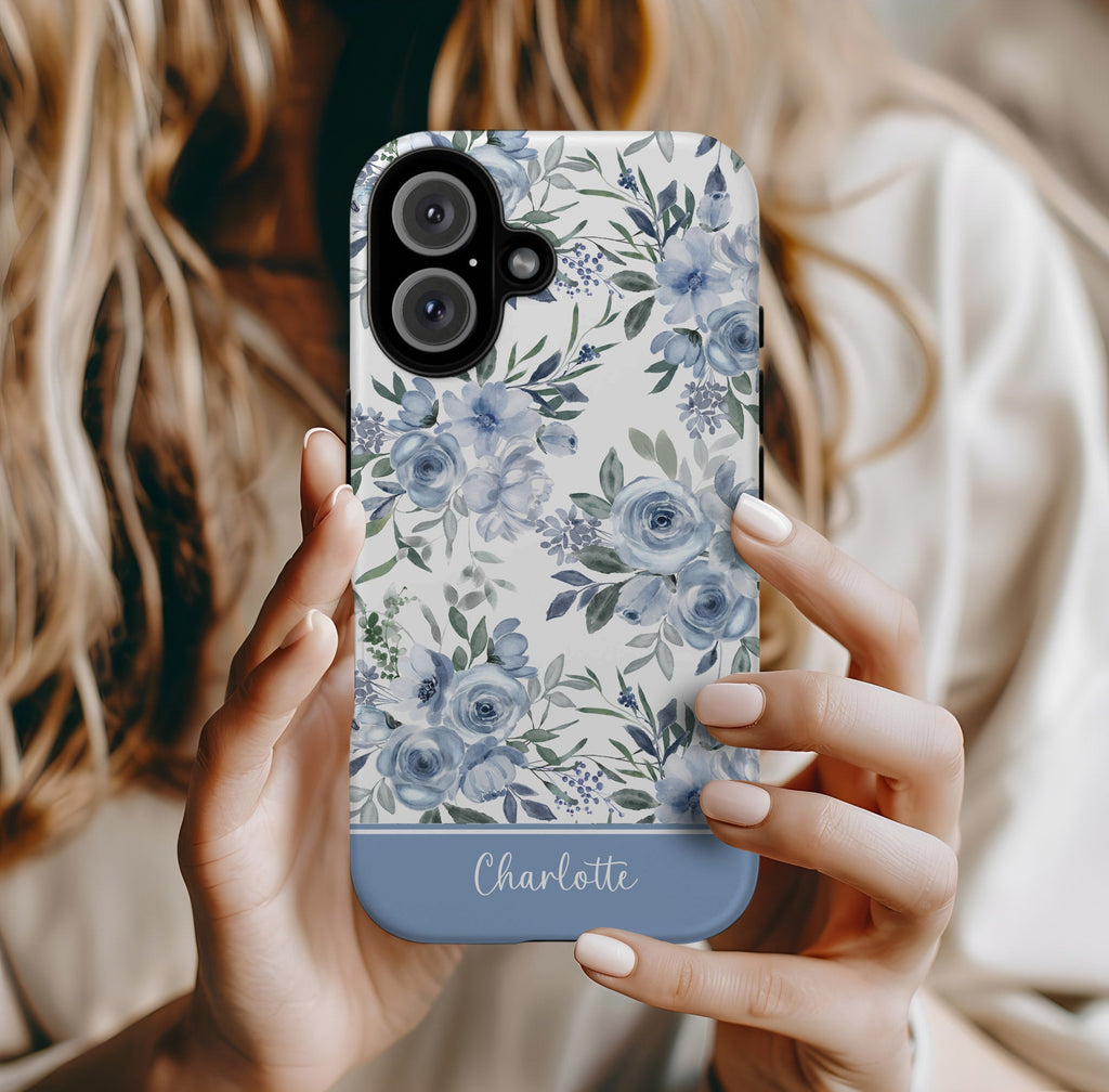 Charlotte Blue Roses Tough iPhone Case - Hydrangea Lane Home
