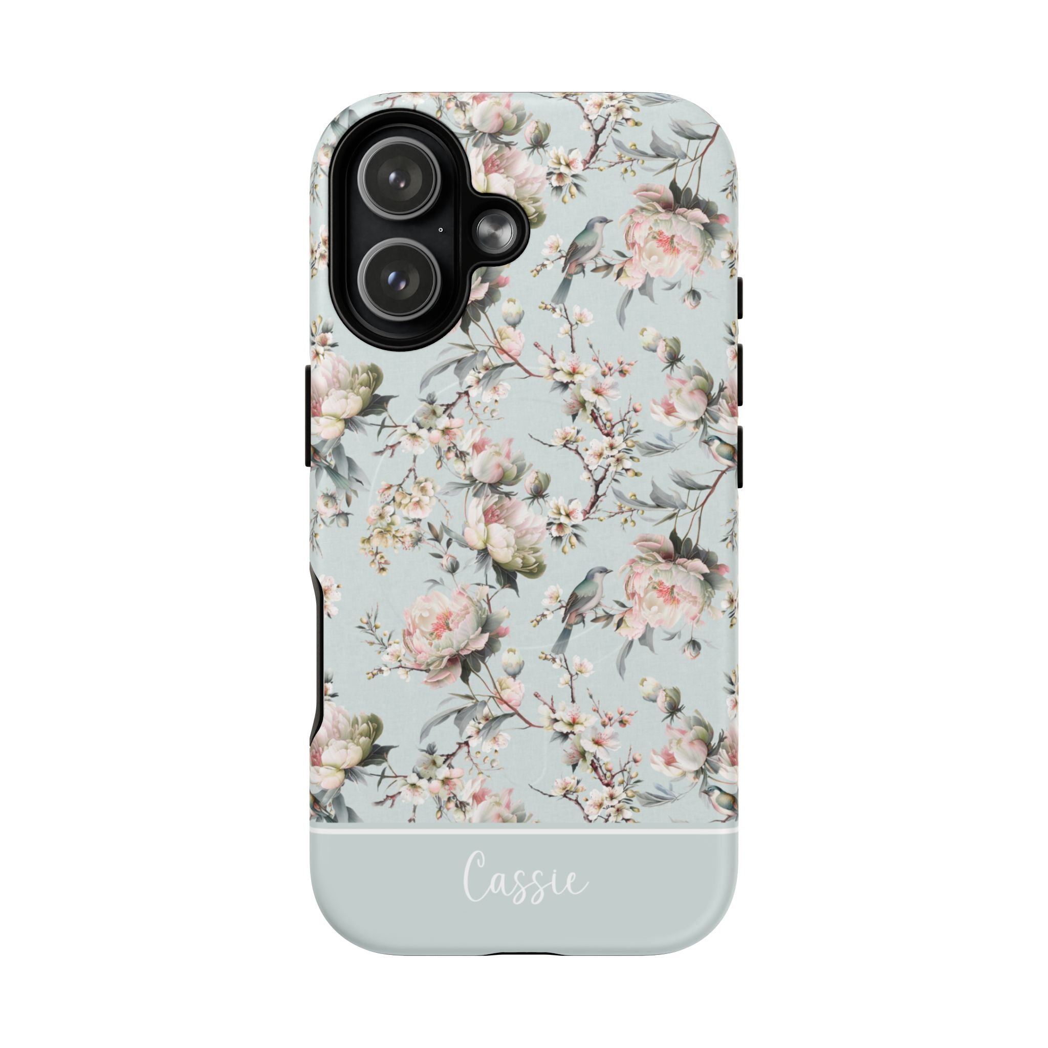 Chinoiserie Blossom MagSafe Tough iPhone Case - Eau de Nil - Hydrangea Lane Home