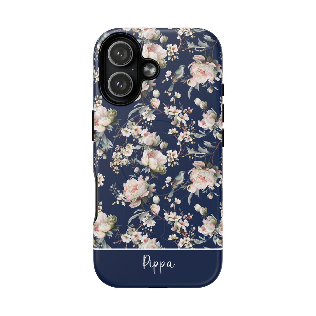 Chinoiserie Blossom MagSafe Tough iPhone Case - Navy Blue - Hydrangea Lane Home