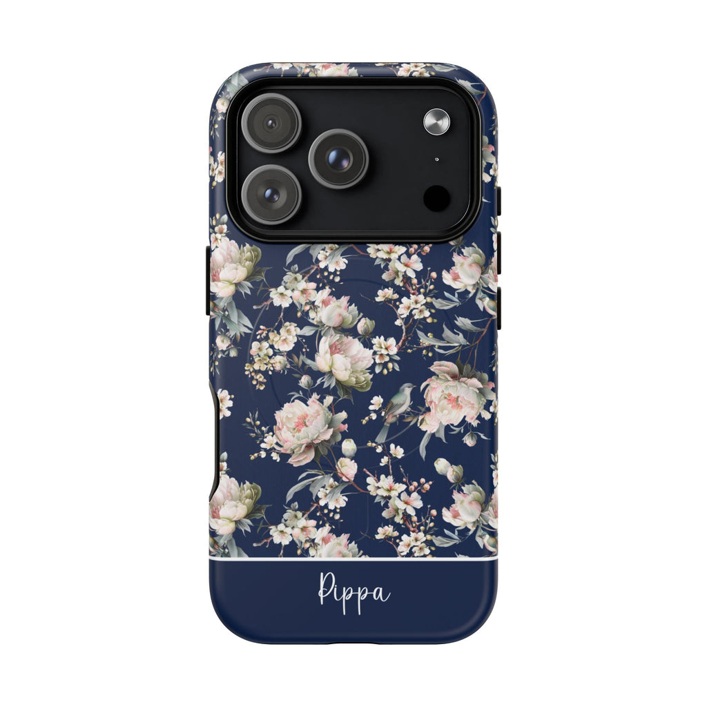 Chinoiserie Blossom MagSafe Tough iPhone Case - Navy Blue - Hydrangea Lane Home