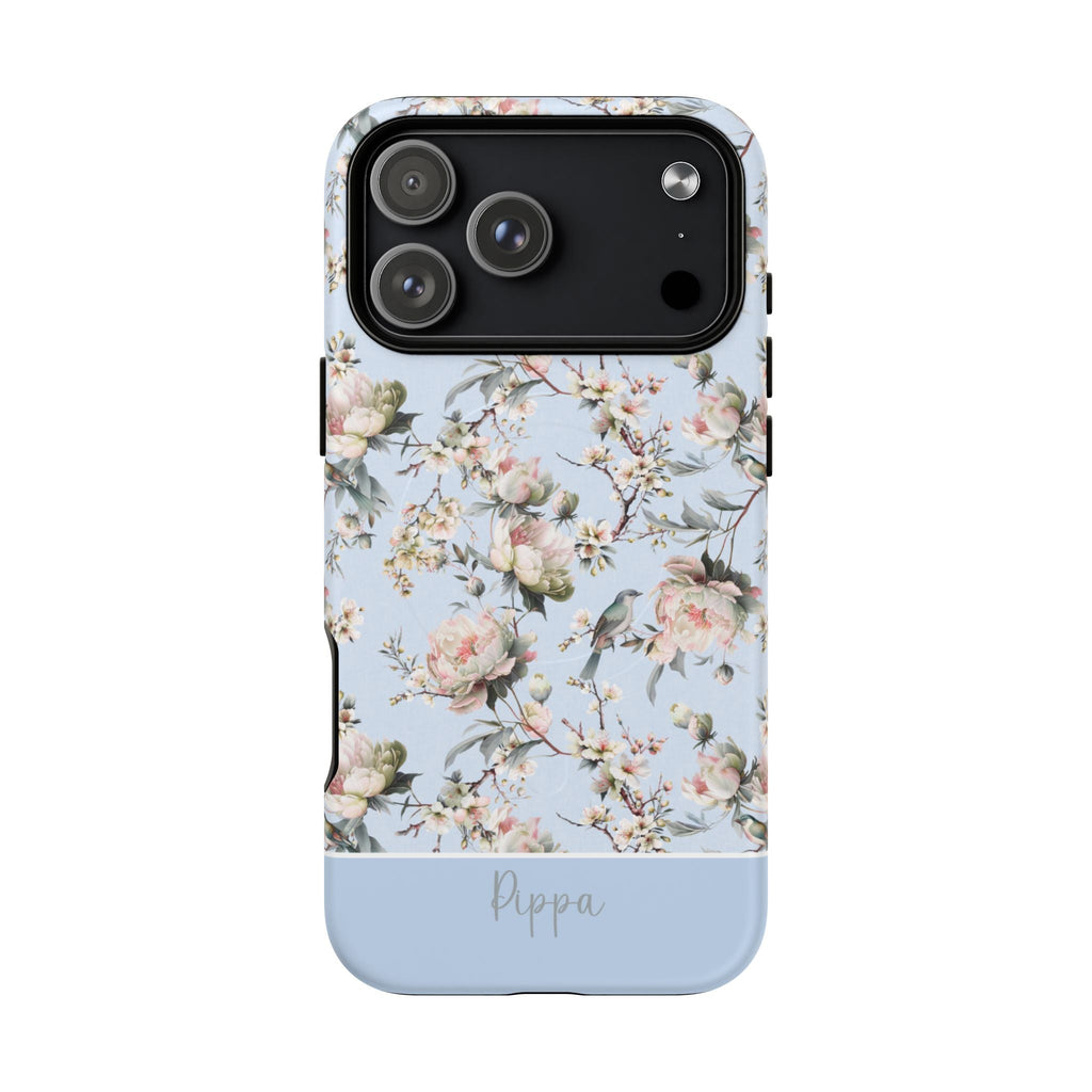 Chinoiserie Blossom MagSafe Tough iPhone Case - Serenity Blue - Hydrangea Lane Home