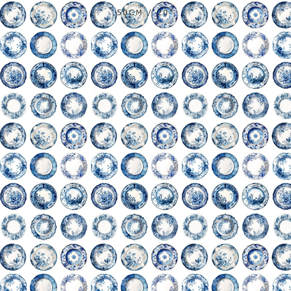Chinoiserie Blue and White Plates Fabric - Hydrangea Lane Home